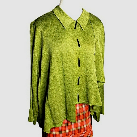 Vintage Lagenlook Aysemetrical Art to Wear Big Shirt Cape Drape Carole Thomkins - Picture 7 of 15